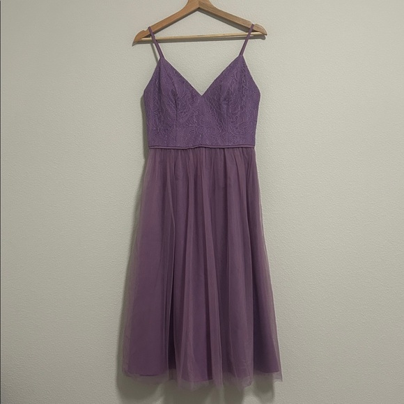 David's Bridal Lavender Lace Kids Dress - Picture 1 of 16